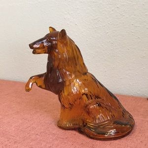 Vintage Avon bottle amber collie dog